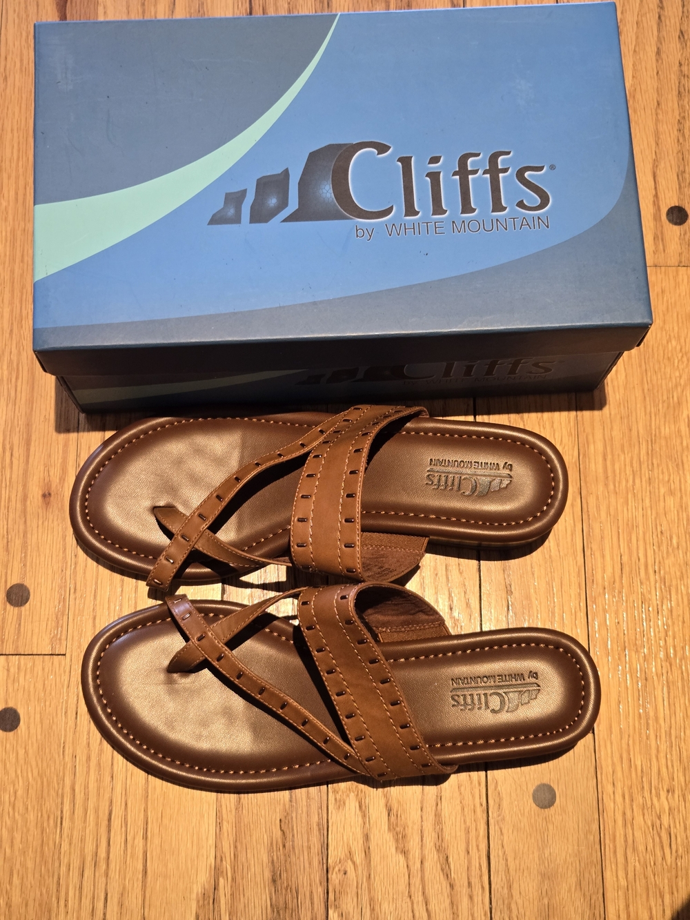 Cliffs by WHITE MOUNTAIN Women's Tan Brown Strappy Slide Sandals Sz 9